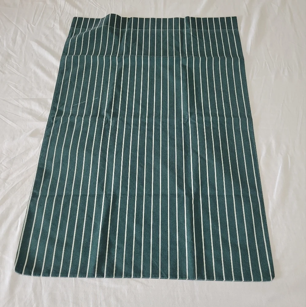 Vintage Pillowcase Green & White Pinstripe Bed Linens Pillow Cover Striped Decor